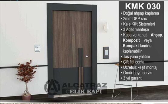 ABK-055 Ahşap Kaplama Apartman Bina Giriş Kapısı