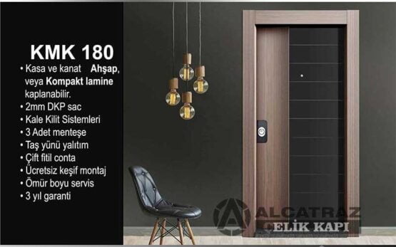 ABK-180 Ahşap Kaplama Apartman Bina Giriş Kapısı